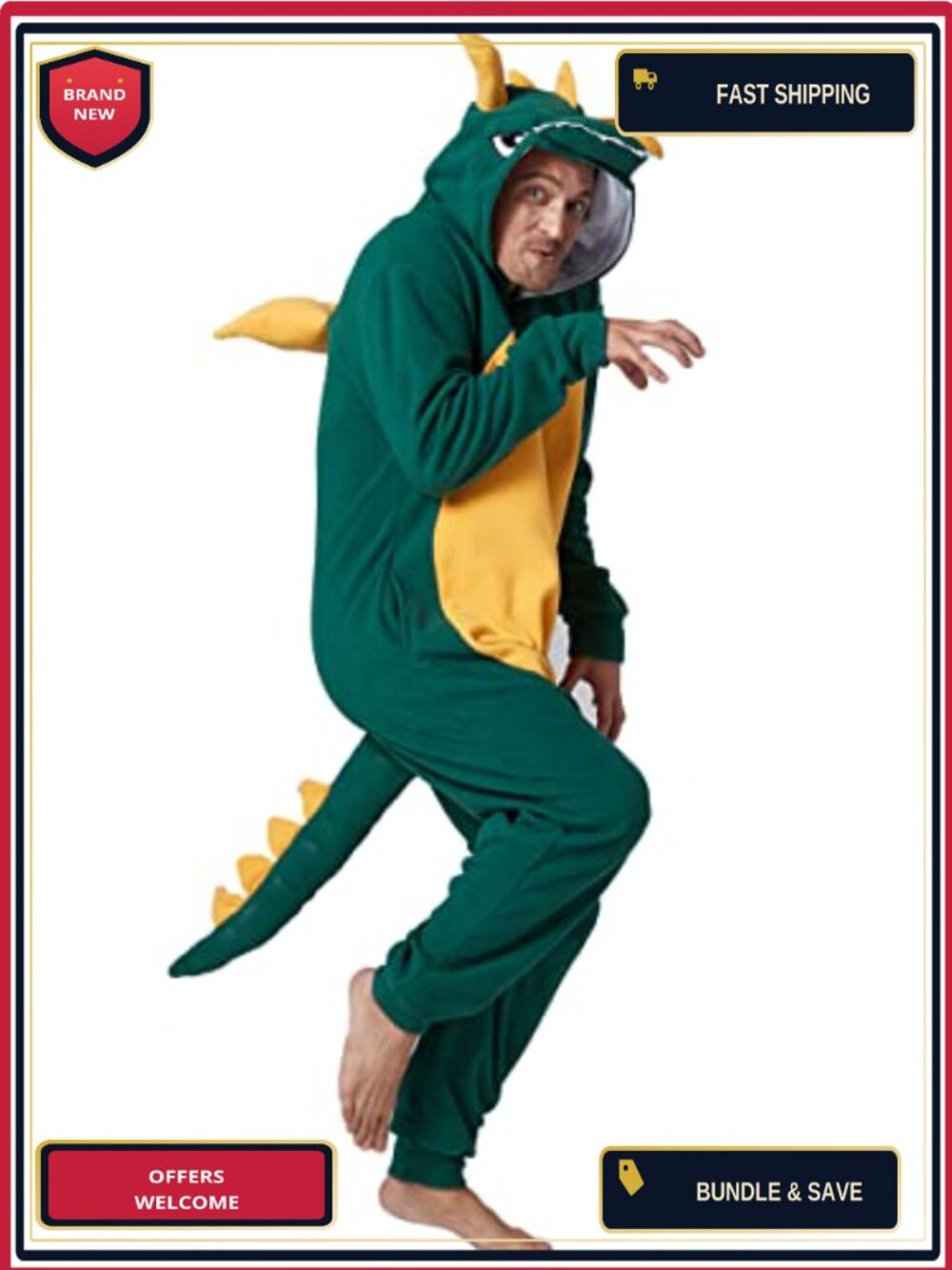 Laahoem Hooded Animal Dragon One-Piece Pajamas Unisex Adult Cosplay Fleece